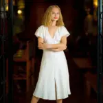 CAROLE white silk dress- 100% natural chiffon silk