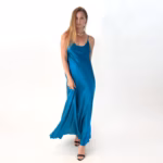 Teal Luxurious 100% Silk Satin Charmeuse Slip dress, bridesmaid dress, Graduation - Image 3
