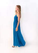 Teal Luxurious 100% Silk Satin Charmeuse Slip dress, bridesmaid dress, Graduation - Image 2