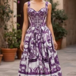 Summer 25 purple dress handmade cotton