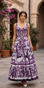 Summer 25 purple dress handmade cotton