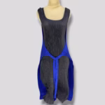 Vintage Issey miyake pleated apron dress designer preppy casual two tone dress womenswear black and blue Small-Medium