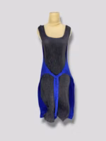 Vintage Issey miyake pleated apron dress designer preppy casual two tone dress womenswear black and blue Small-Medium