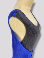 Vintage Issey miyake pleated apron dress designer preppy casual two tone dress womenswear black and blue Small-Medium - Image 2